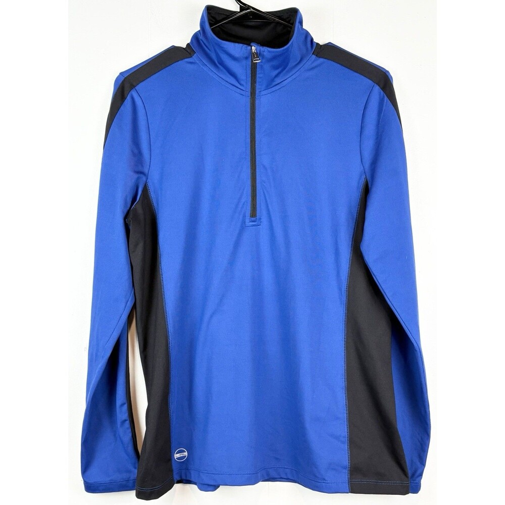 Lauren Ralph Lauren Women's Blue Quarter Zip Pullover Athletic Sweatshirt, Large